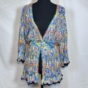 Vintage Ribbon Knit Open Weave Cardigan